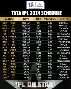 STARSPORTSINDIAIPL 2024 SCHEDULE 